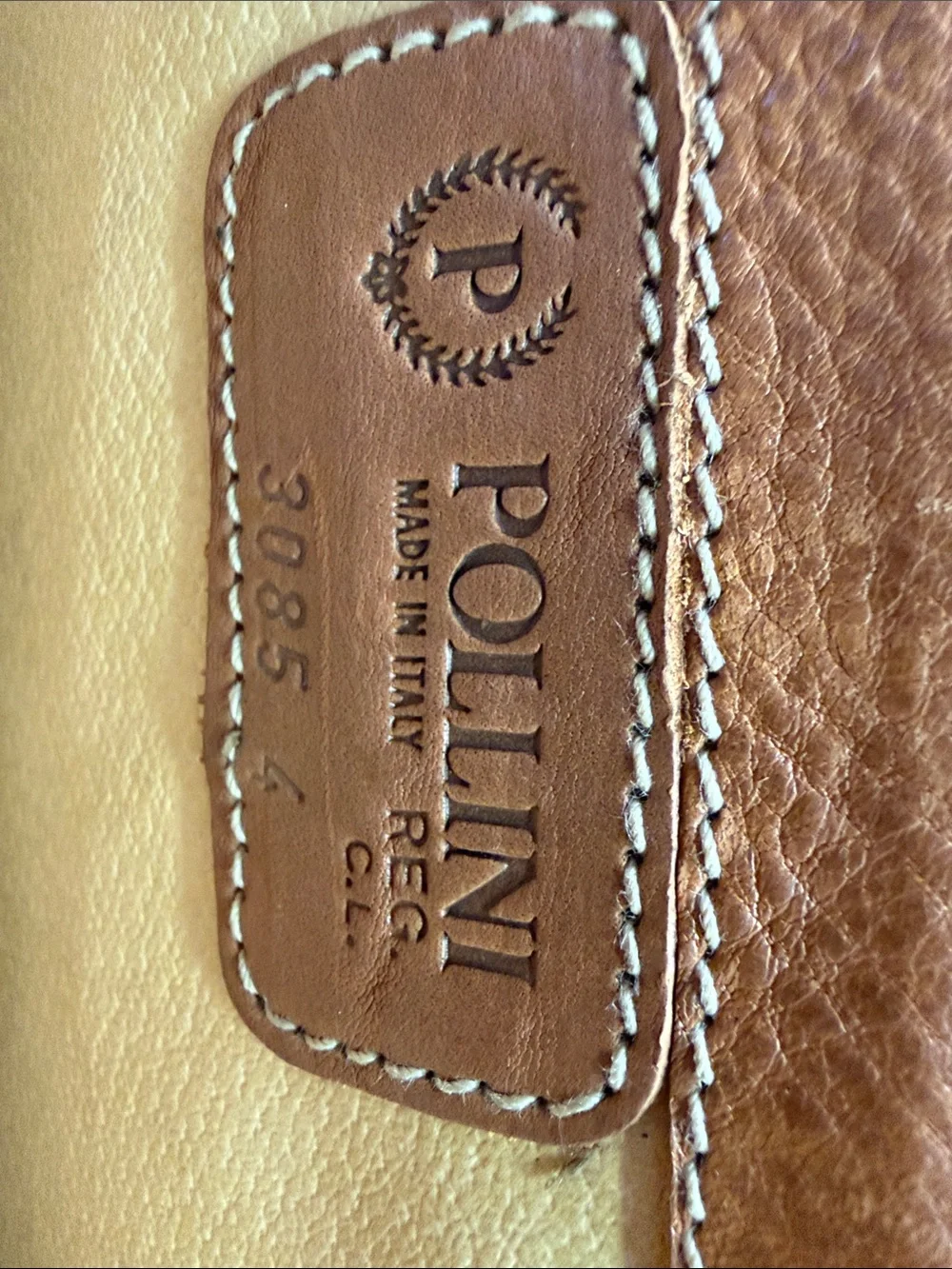 Pollini Tan Leather Men's Briefcase with Gold Hardware - Vintage!